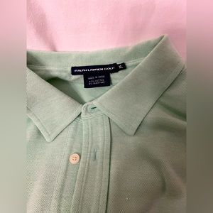 Mint green Ralph Lauren Golf Women’s polo shirt with “The Dye Preserve” on cuff